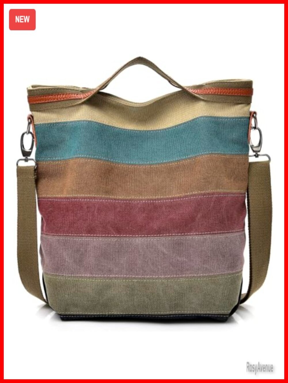 Cotton Canvas Tote Bag with Adjustable Strap Crossbody Purse